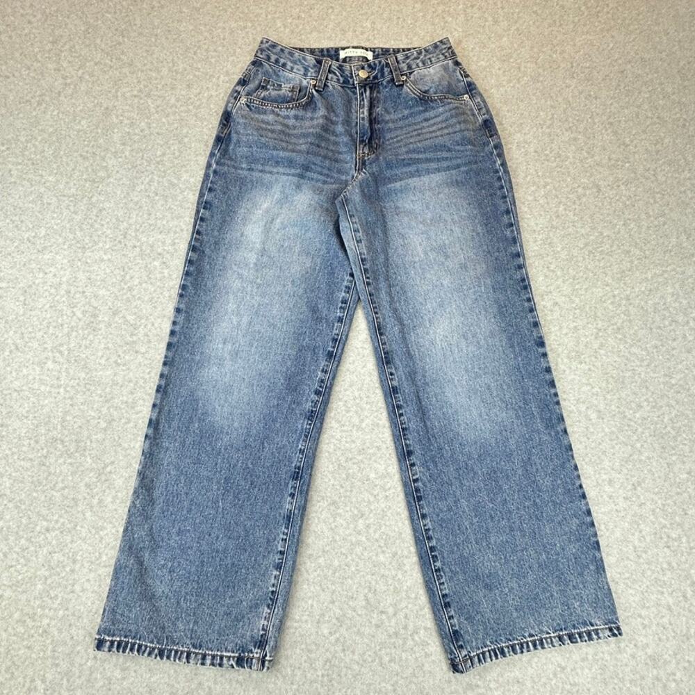 Witty Fox Baggy Wide Leg Jeans Womens 5/27 100% Cotton 5 pocket Medium Wash